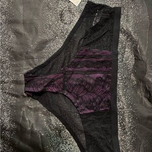 Adore Me Black and Purple Lace Panties Intimates